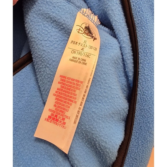 Disney Fleece Jacket Blue and Black Donald Duck Patch Pockets Size XL Full Zip - Picture 6 of 7